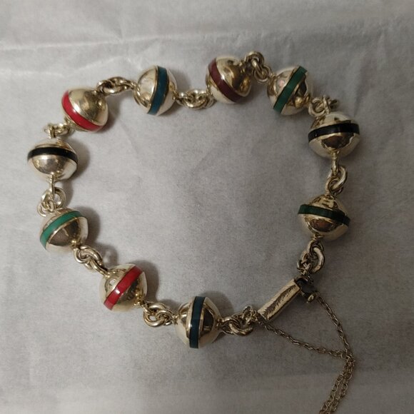 Vintage Sterling Silver and enamel bracelet - Picture 2 of 5